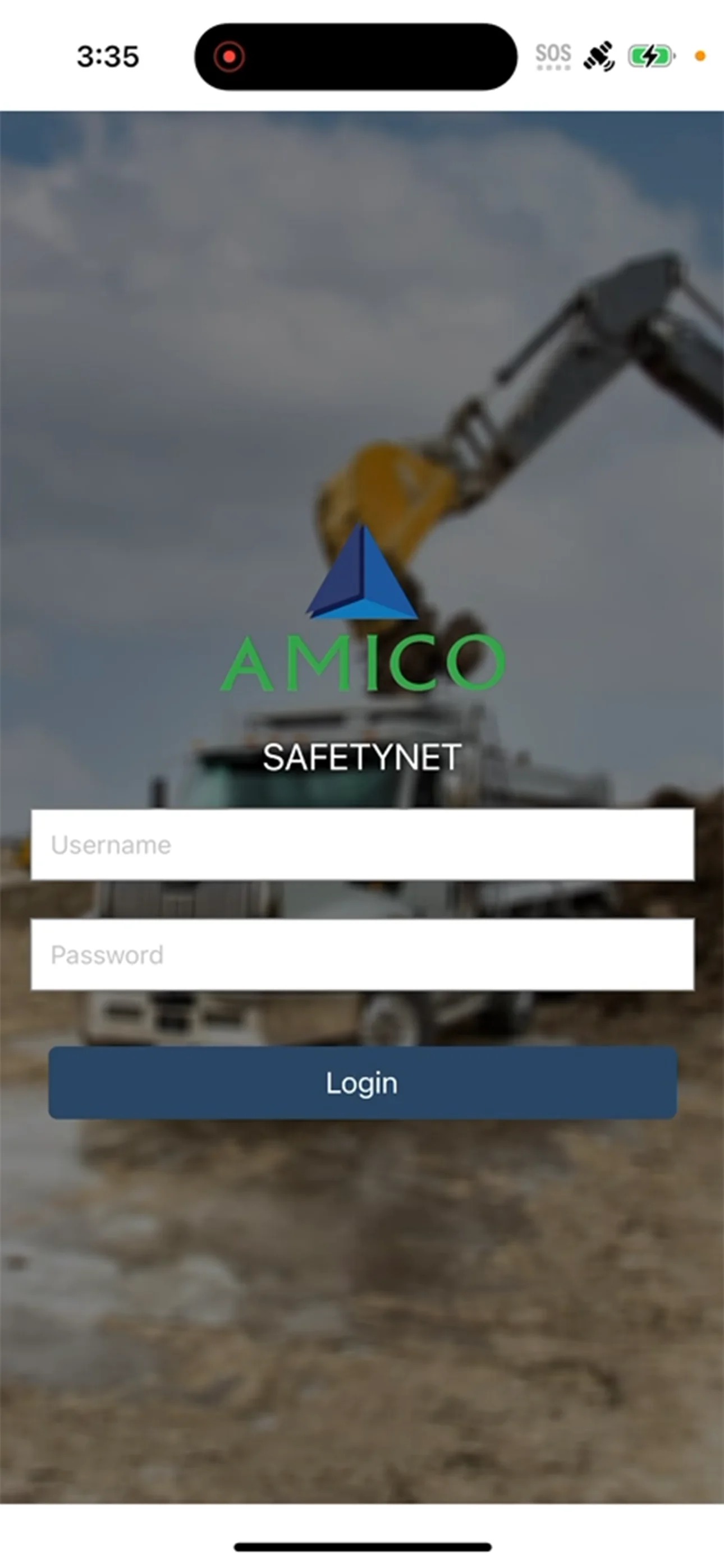 Amico Safetynet mobile app login